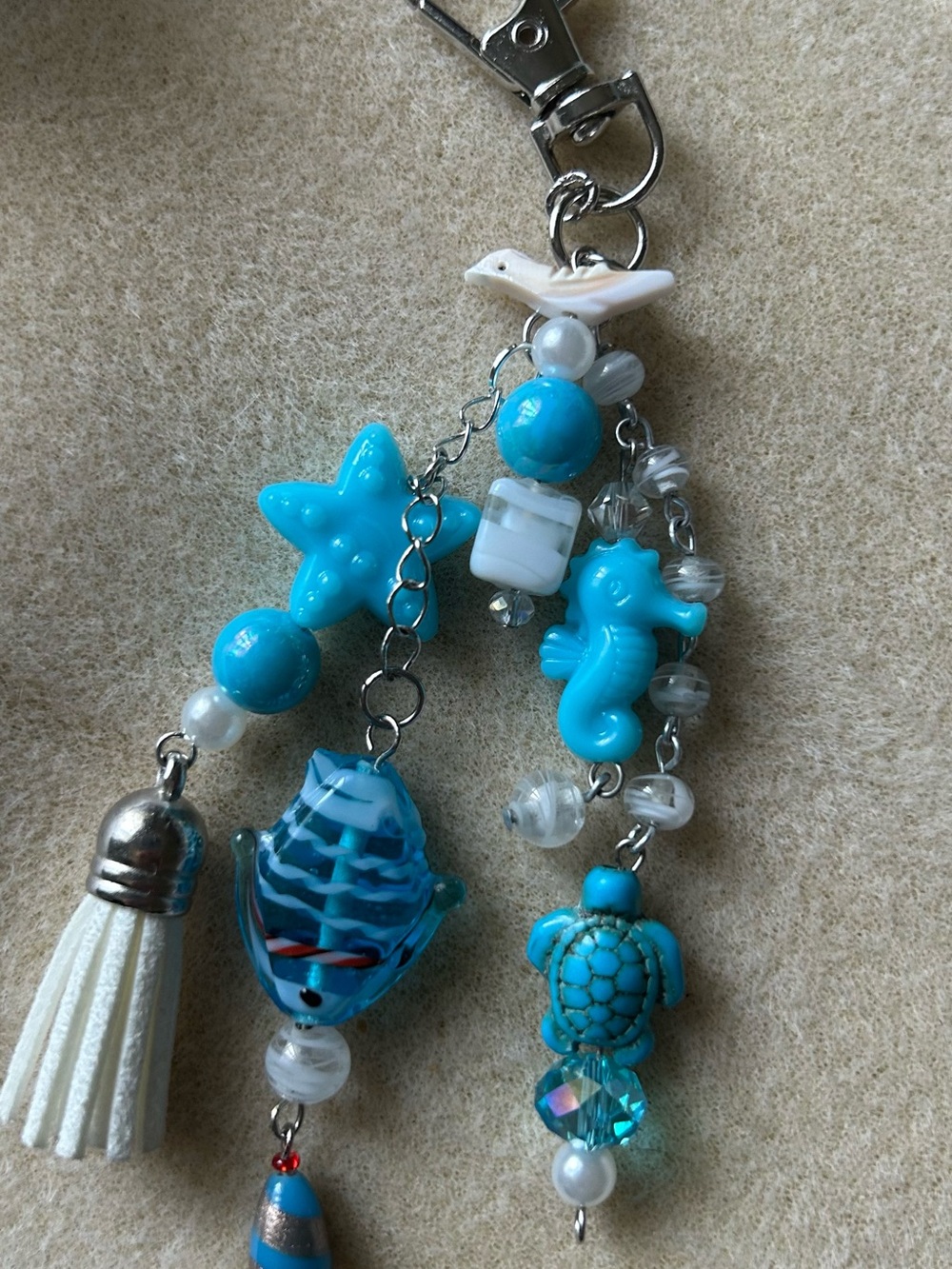 Turquoise Sea Charm Mini Bag Keychain - Unbranded